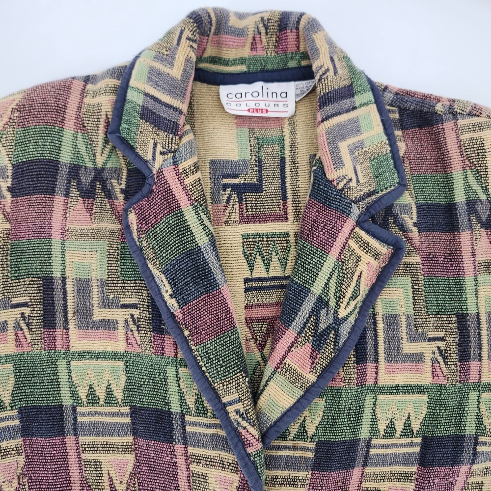 Carolina Colours Plus Womens Boho Folk Western Tapestry Jacket Size 1X Artsy